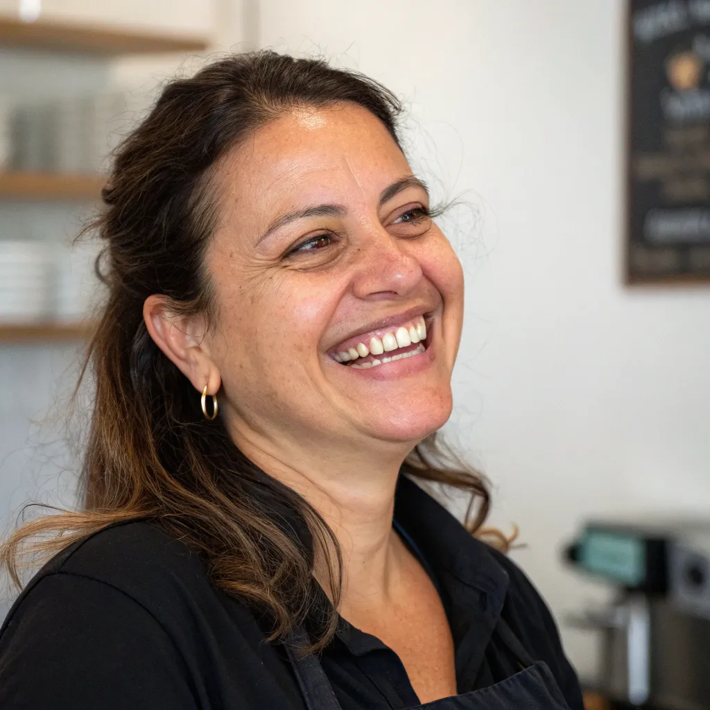 Customer smiling