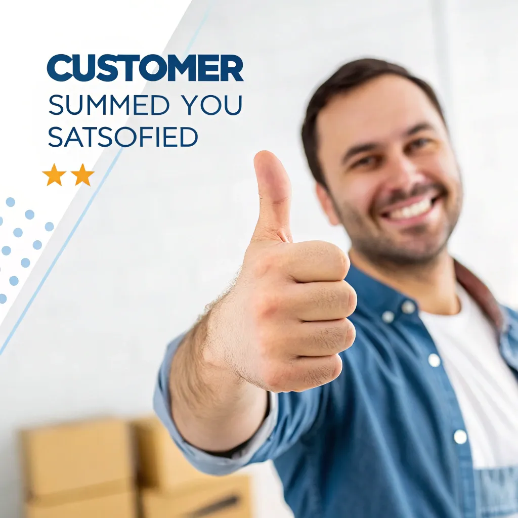 Customer with thumbs up